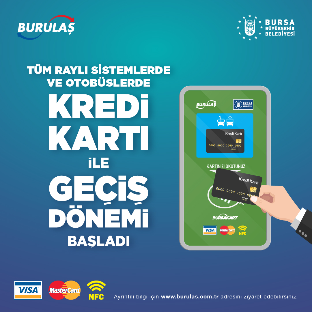 Bursa Büyükşehir Belediyesi, kent içi toplu taşıma araçlarında kredi kartı ile temassız ödeme kolaylığı sunmaya başladı. Uygulama, özellikle şehir dışından gelip, günü birlik toplu taşımadan yararlanmak isteyen vatandaşlara...
